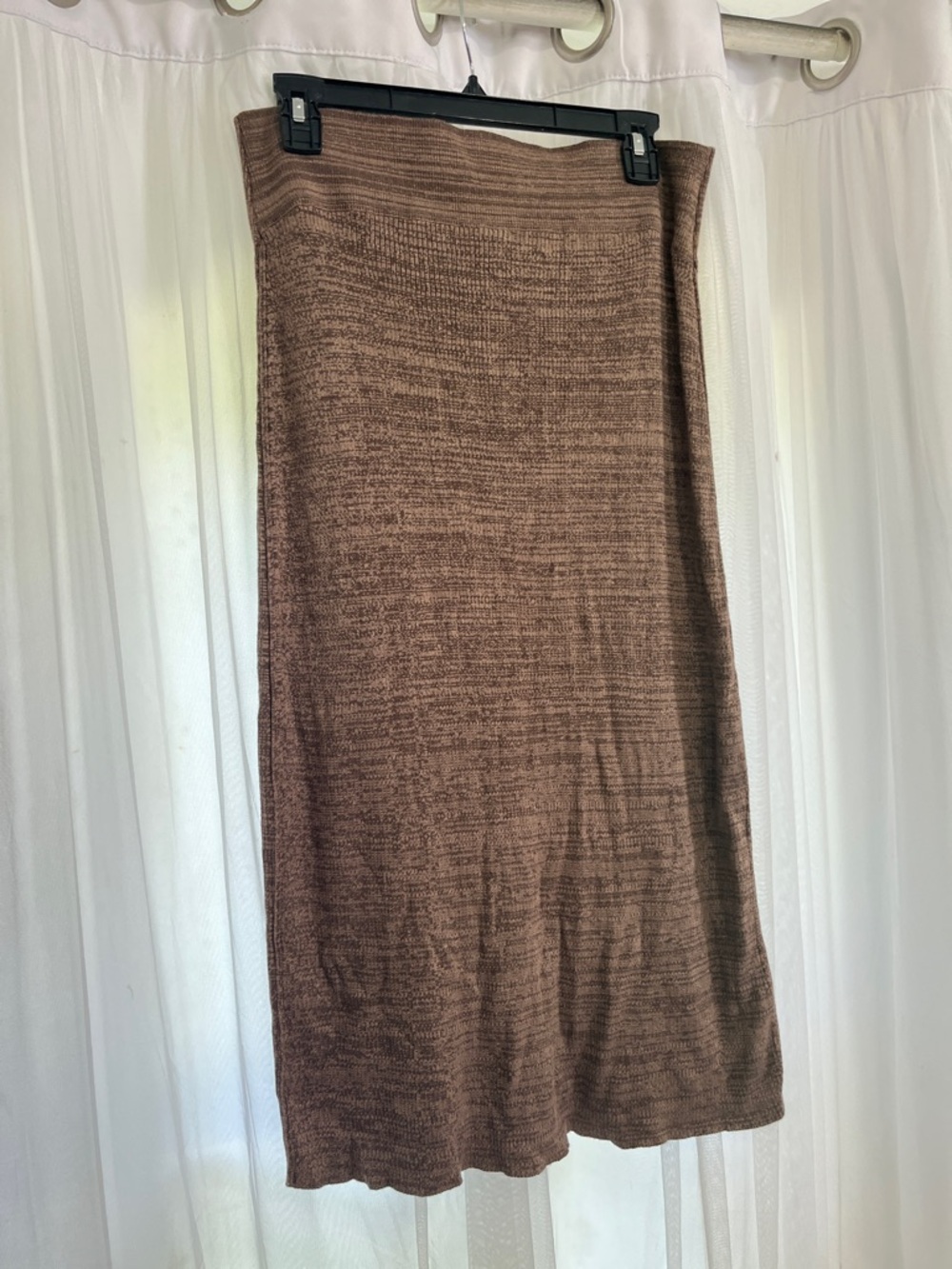 Free People Chocolate Brown Knit Midi Skirt size medium minimalist modest